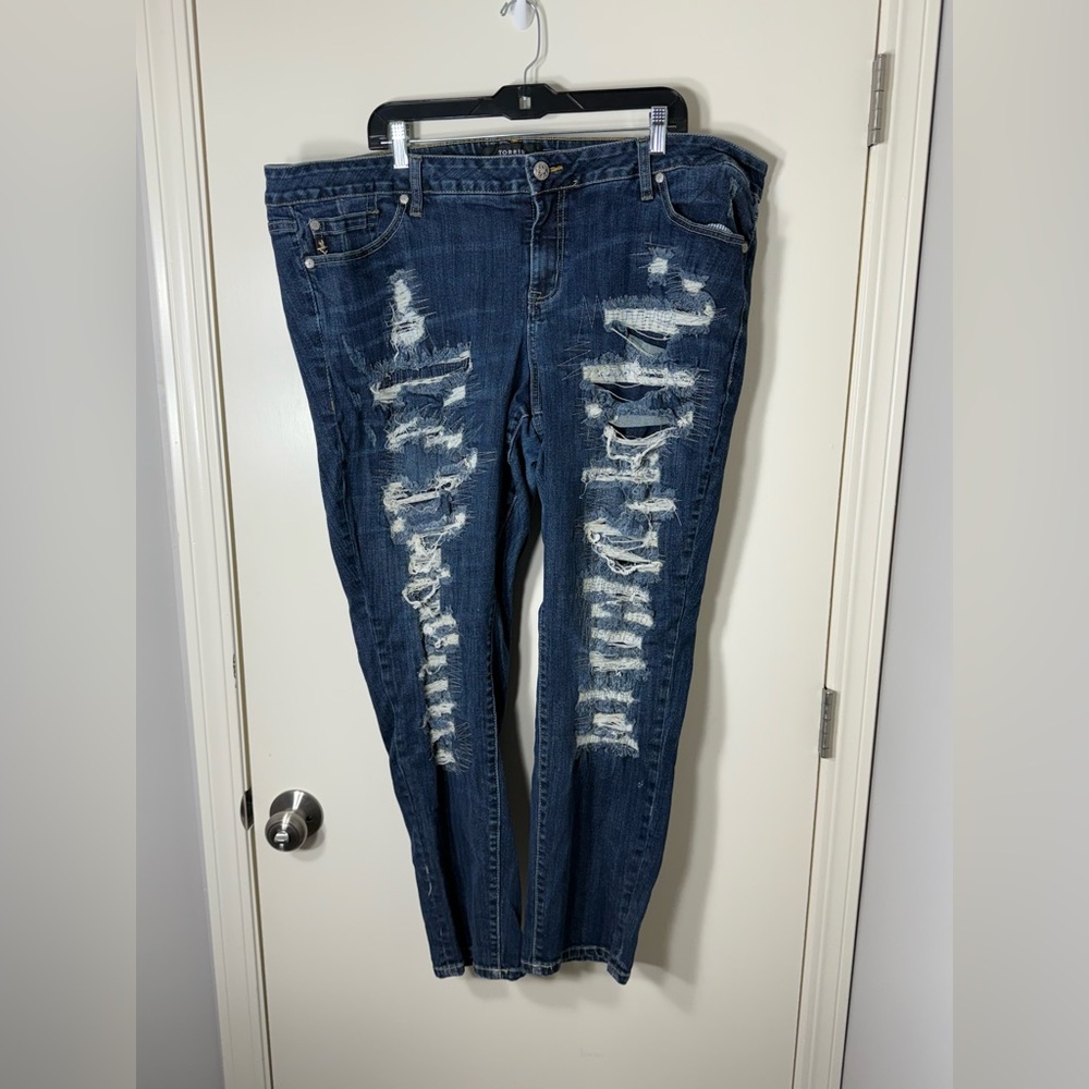 Torrid Distressed Dark Blue Boyfriend Jeans Plus‎ Size 24W